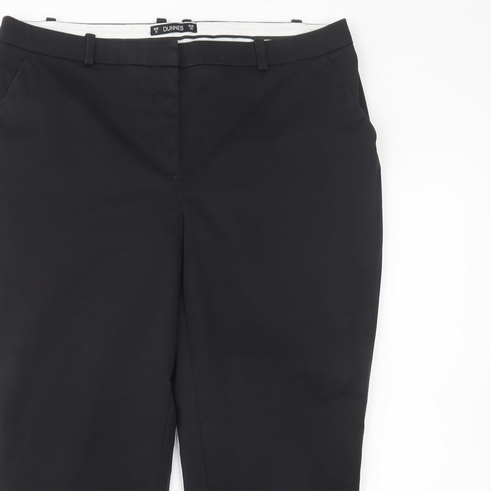 Dunnes Stores Womens Black  Cotton Chino Trousers Size 12 L23 in Regular Button