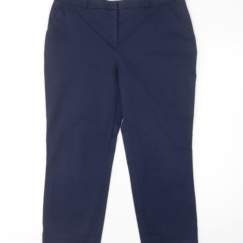 Dunnes Stores Womens Blue  Cotton Chino Trousers Size 12 L22 in Regular Button