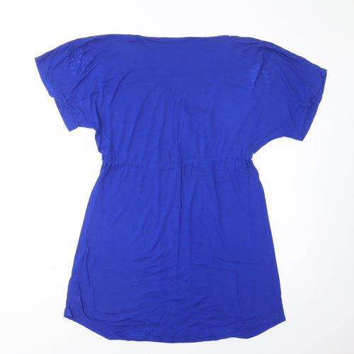 Dunnes Stores Womens Blue  Viscose T-Shirt Dress  Size S  V-Neck Drawstring