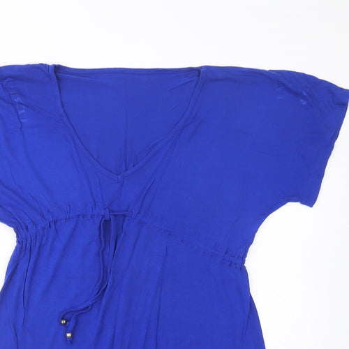 Dunnes Stores Womens Blue  Viscose T-Shirt Dress  Size S  V-Neck Drawstring