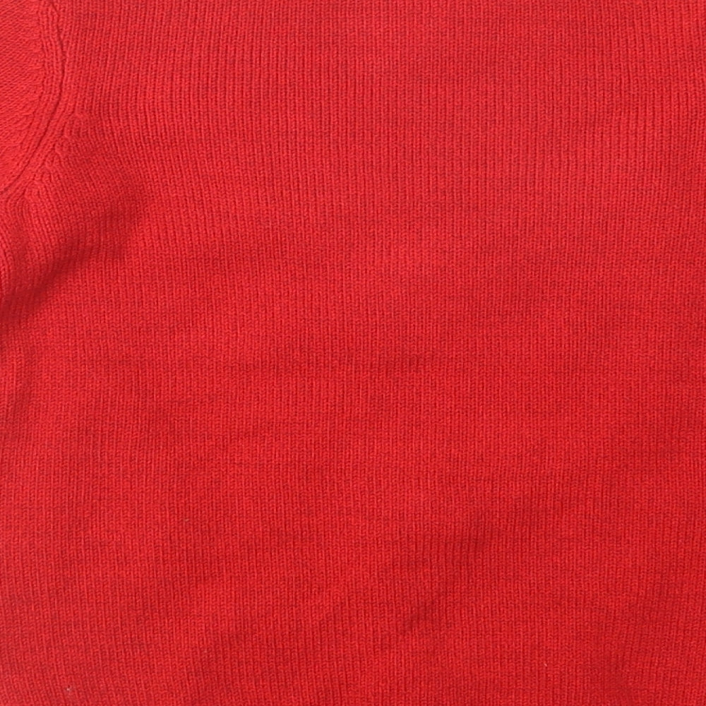 F&F Girls Red Crew Neck  Acrylic Pullover Jumper Size 8-9 Years  Pullover - Rudolph Christmas
