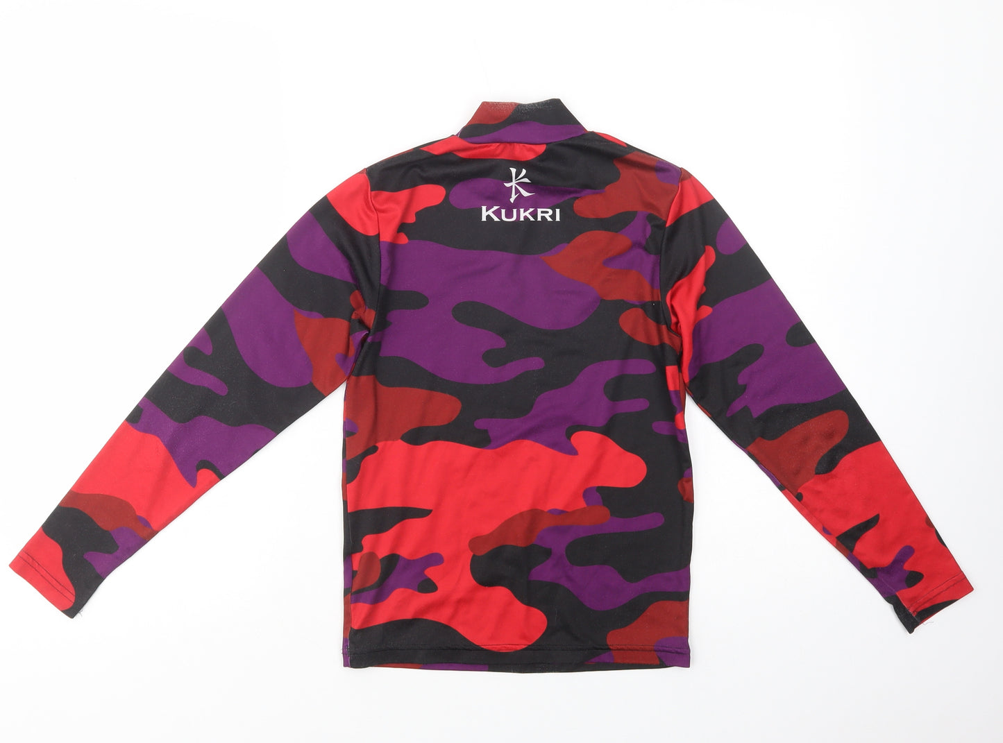 Kukri Boys Multicoloured Camouflage Polyester Pullover T-Shirt Size 13-14 Years Mock Neck Pullover - Rugby