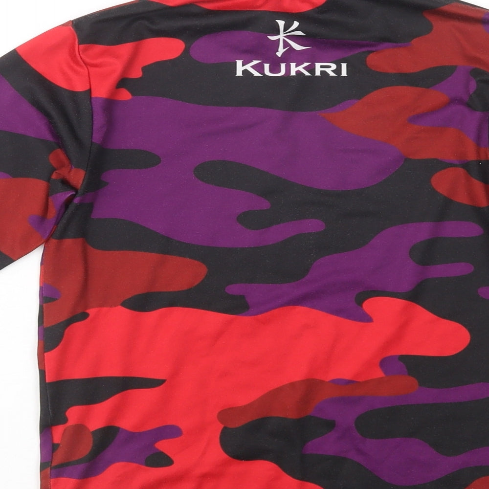 Kukri Boys Multicoloured Camouflage Polyester Pullover T-Shirt Size 13-14 Years Mock Neck Pullover - Rugby