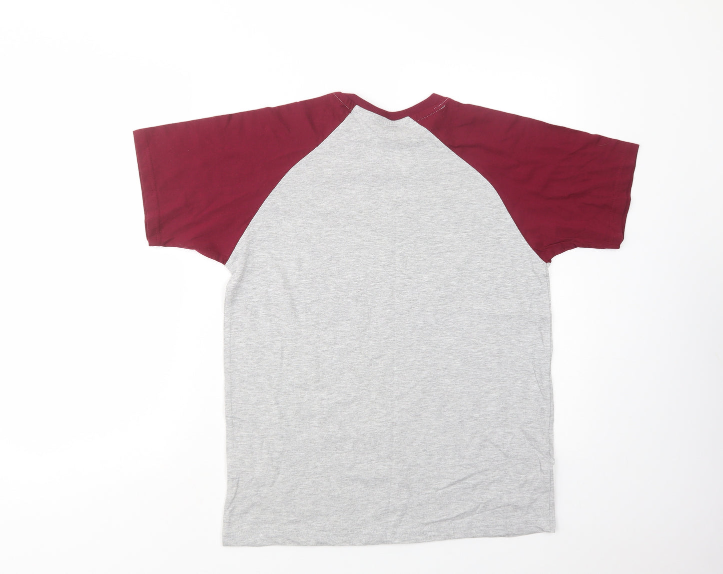 Fluid Boys Grey Colourblock Cotton Pullover T-Shirt Size 13 Years Crew Neck Pullover