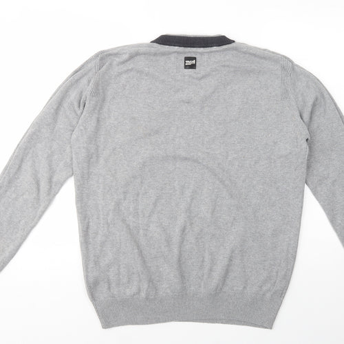 Henleys Mens Grey V-Neck  Cotton Pullover Jumper Size L