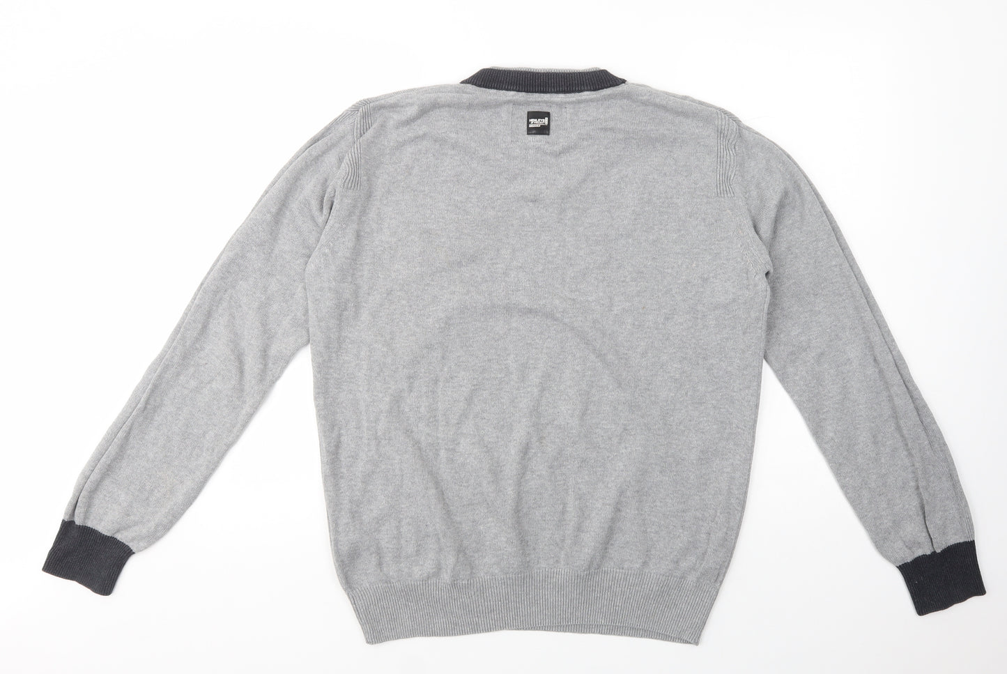 Henleys Mens Grey V-Neck  Cotton Pullover Jumper Size L