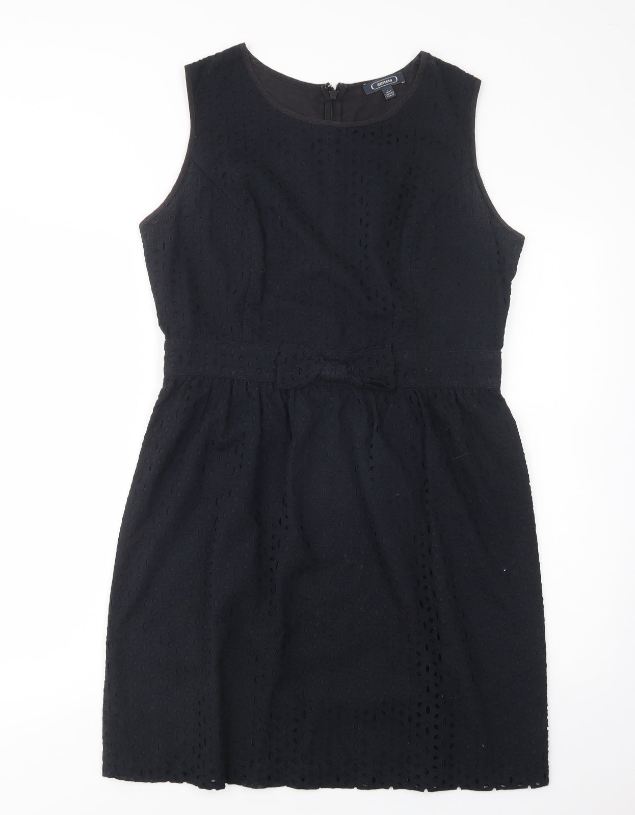 Amphora Womens Black  Cotton Fit & Flare  Size 14  Boat Neck Zip