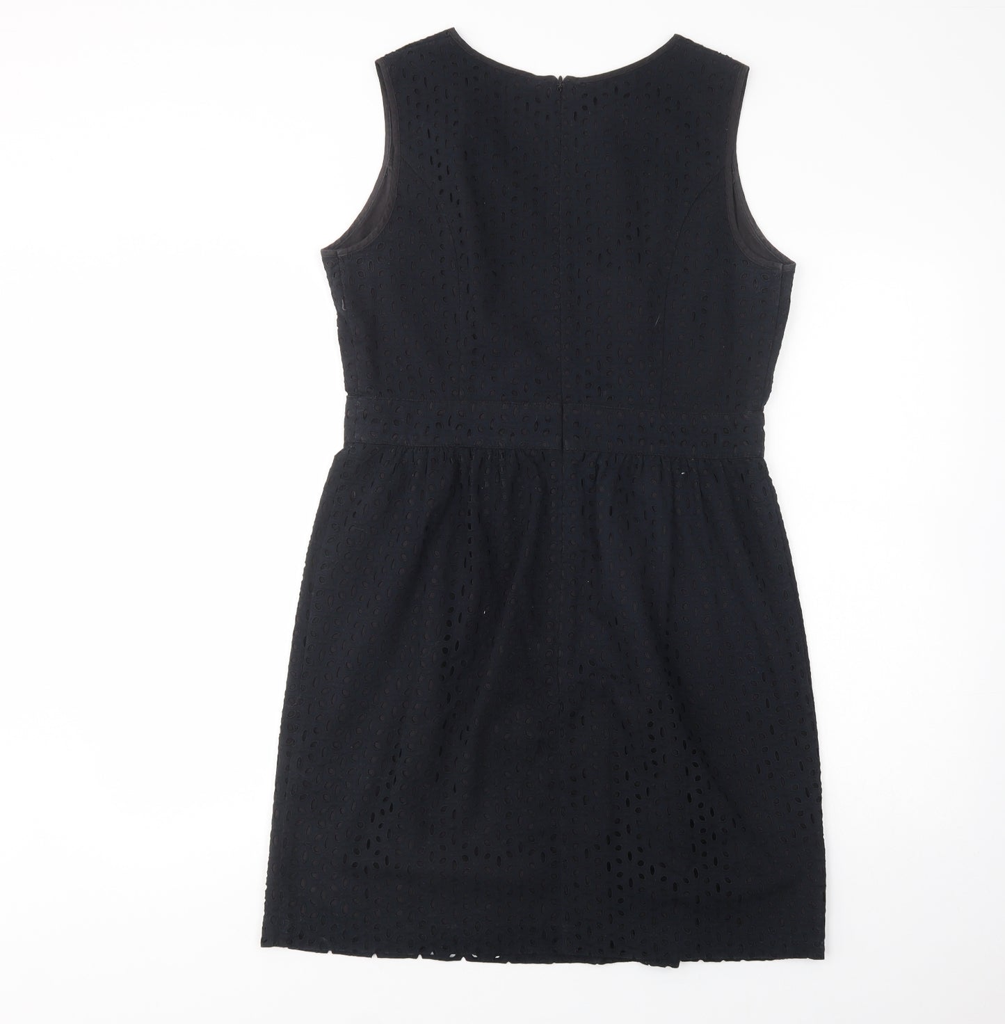 Amphora Womens Black  Cotton Fit & Flare  Size 14  Boat Neck Zip