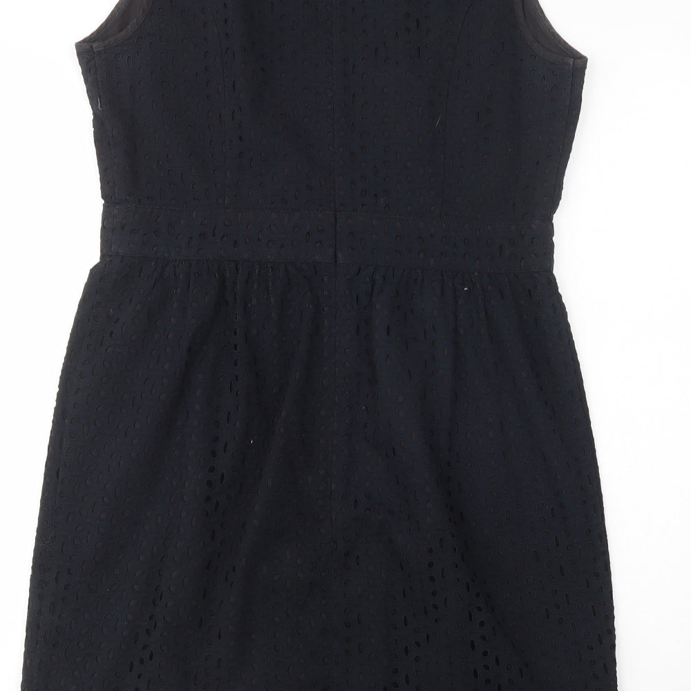 Amphora Womens Black  Cotton Fit & Flare  Size 14  Boat Neck Zip