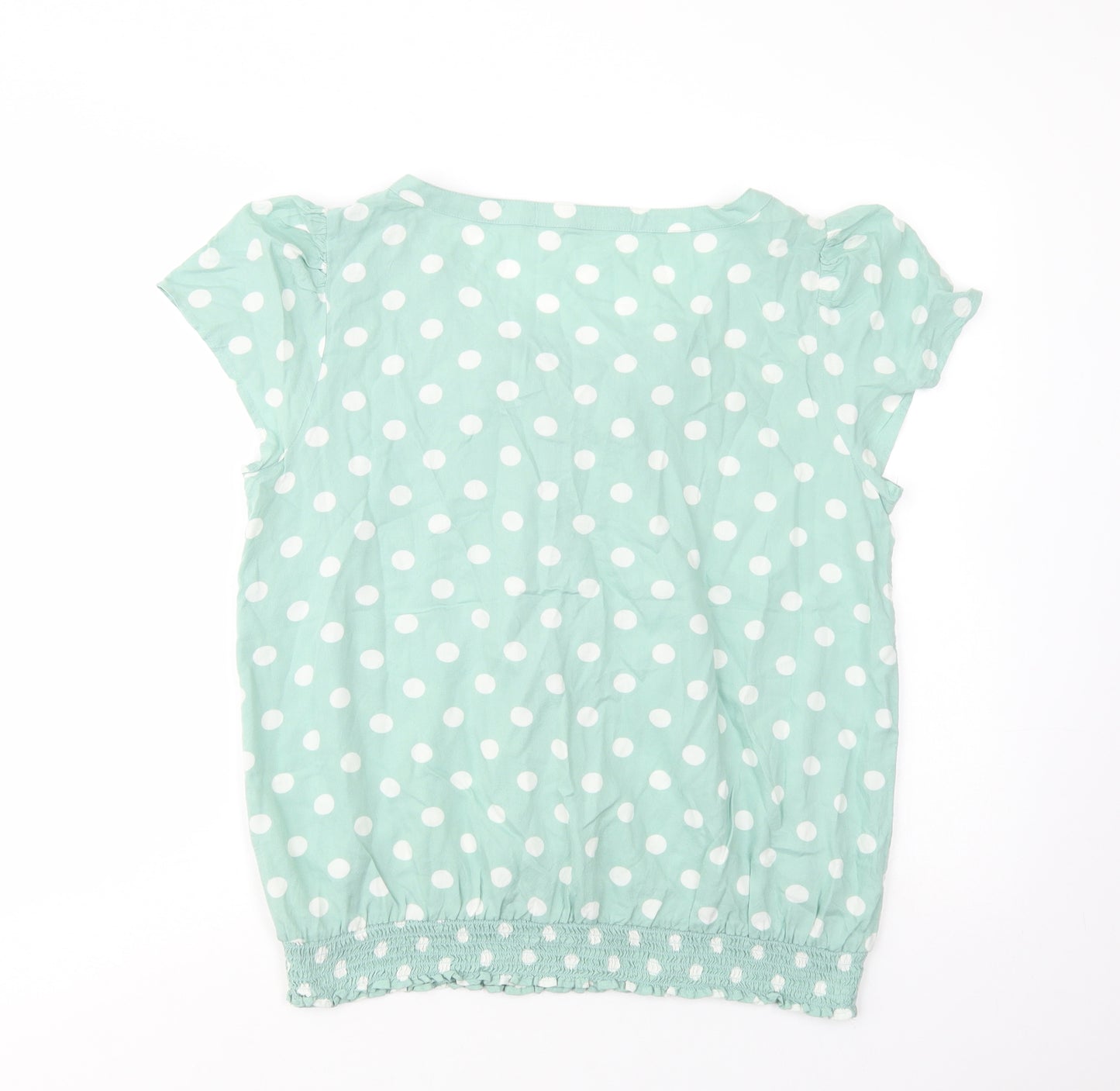 NEXT Womens Green Polka Dot Viscose Basic Blouse Size 16 Boat Neck