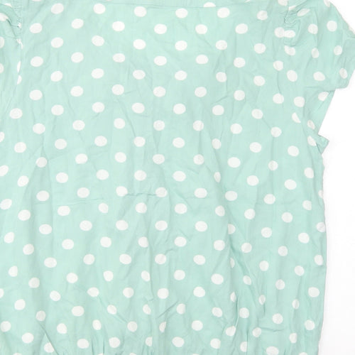 NEXT Womens Green Polka Dot Viscose Basic Blouse Size 16 Boat Neck