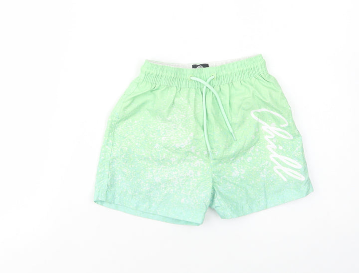 Matalan Boys Green Geometric Polyester Bermuda Shorts Size 4-5 Years Regular Drawstring - Chill