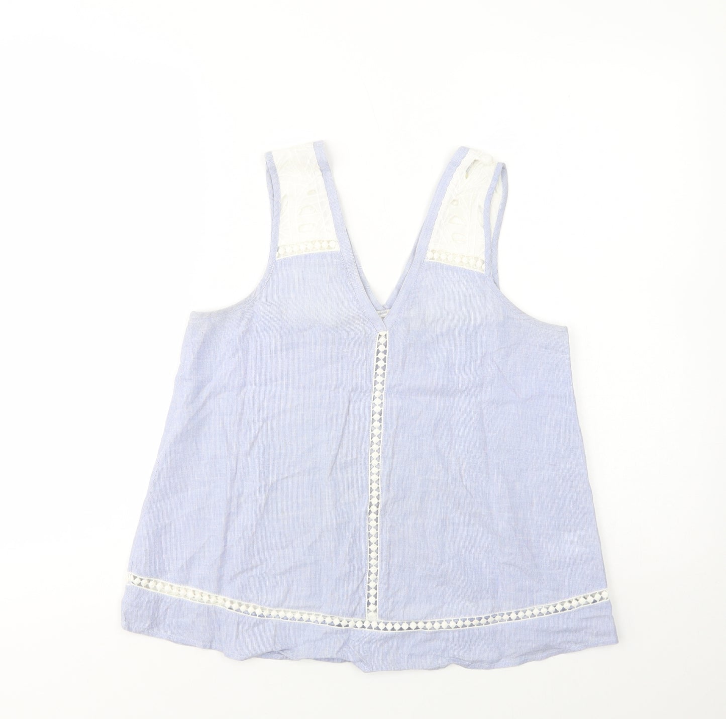 River Island Womens Blue  Cotton Basic Tank Size 6 V-Neck