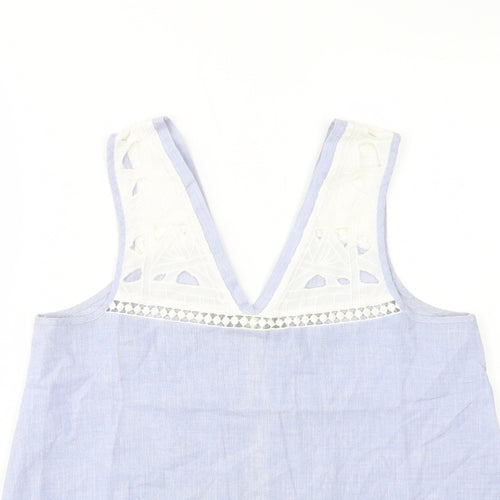 River Island Womens Blue  Cotton Basic Tank Size 6 V-Neck