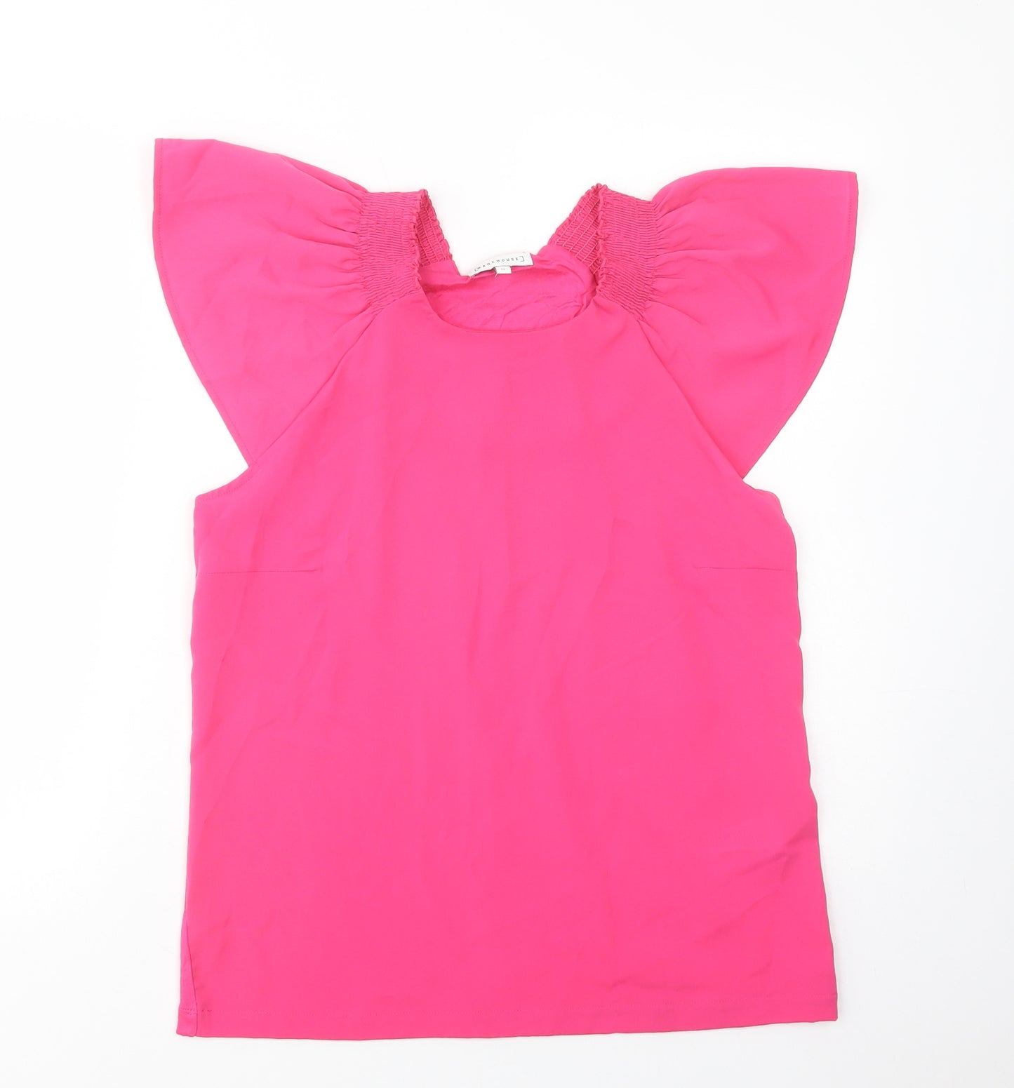 Warehouse Womens Pink  Polyester Basic Blouse Size 12 Scoop Neck