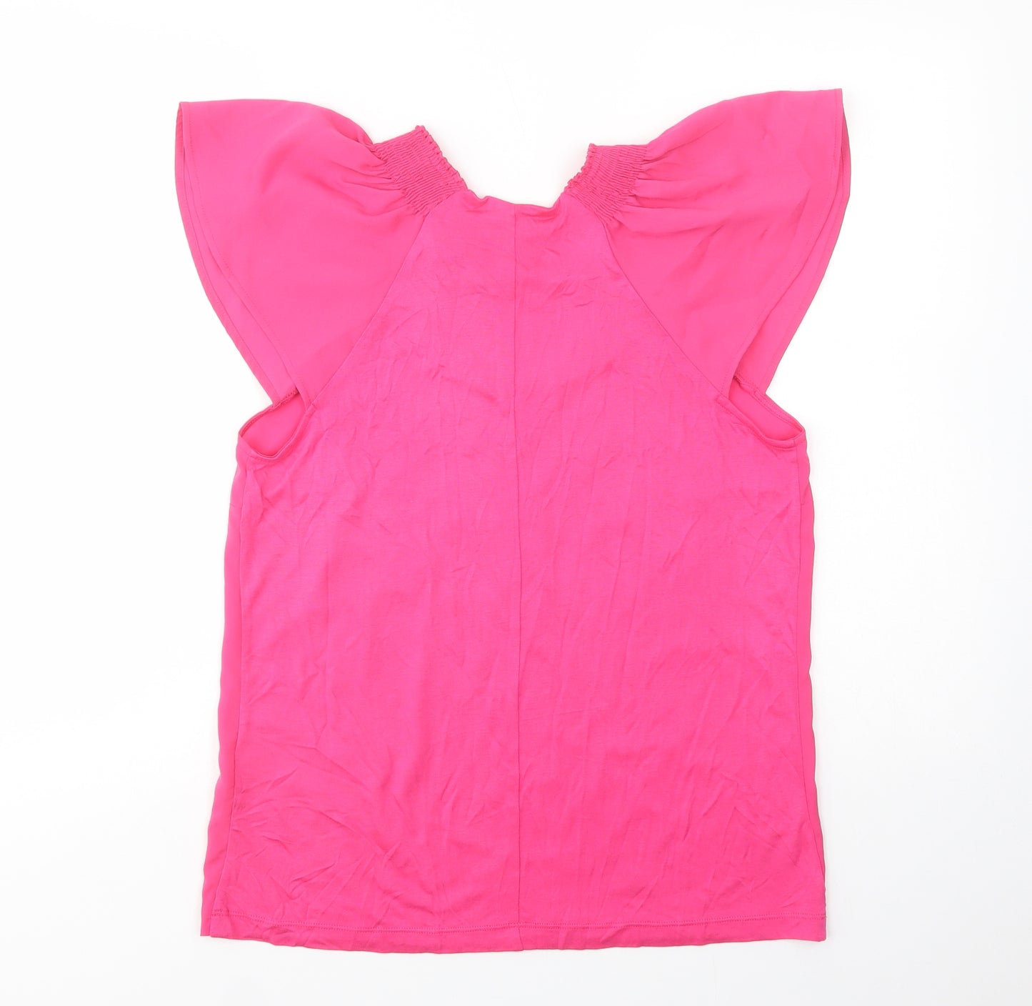 Warehouse Womens Pink  Polyester Basic Blouse Size 12 Scoop Neck
