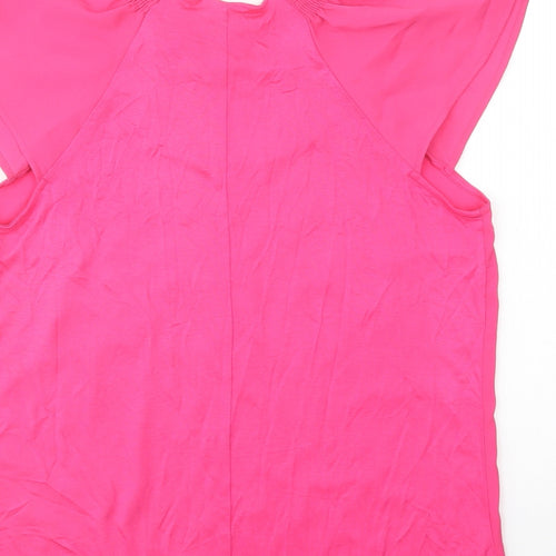 Warehouse Womens Pink  Polyester Basic Blouse Size 12 Scoop Neck