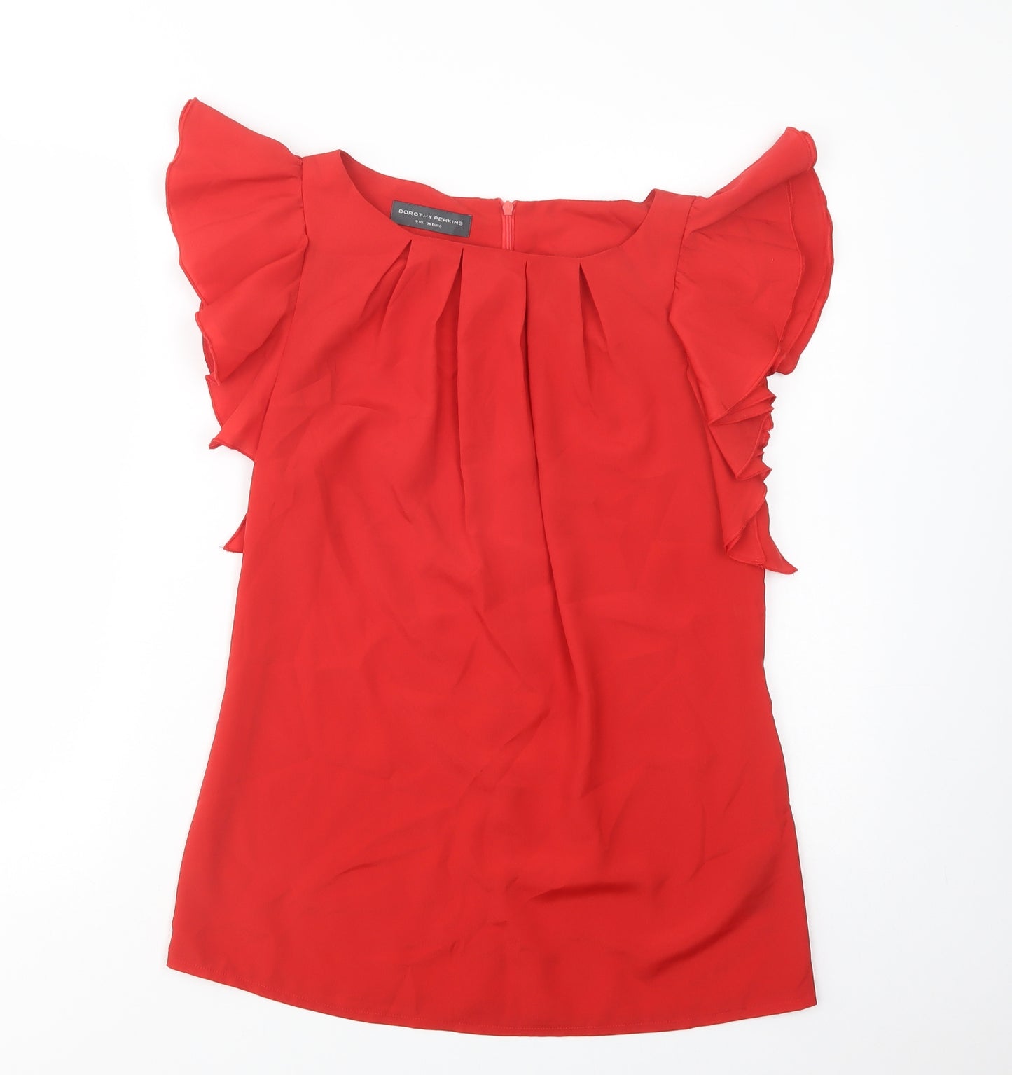 Dorothy Perkins Womens Red  Polyester Basic Blouse Size 10 V-Neck