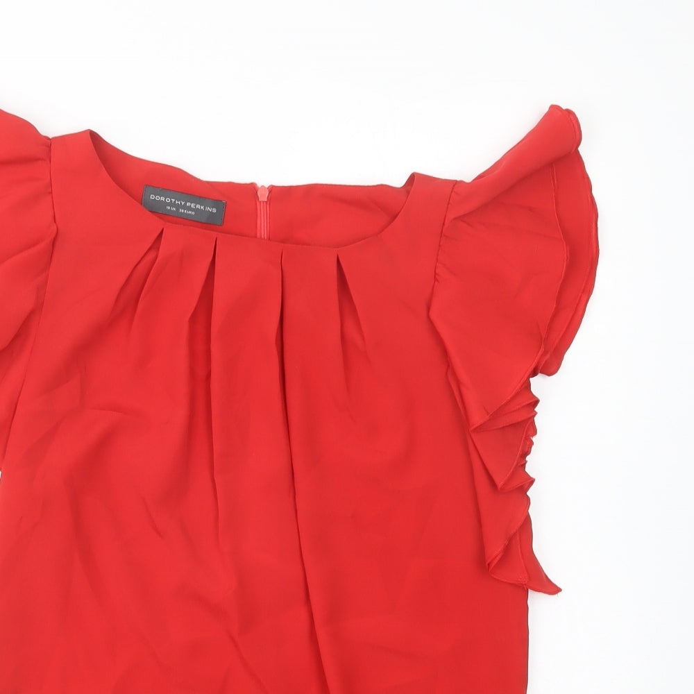 Dorothy Perkins Womens Red  Polyester Basic Blouse Size 10 V-Neck