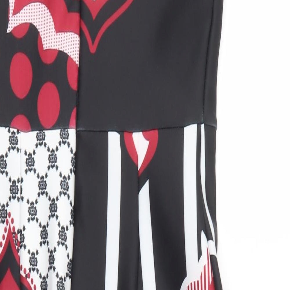 NEXT Womens Black Geometric Polyester Pencil Dress  Size 12  Square Neck Zip