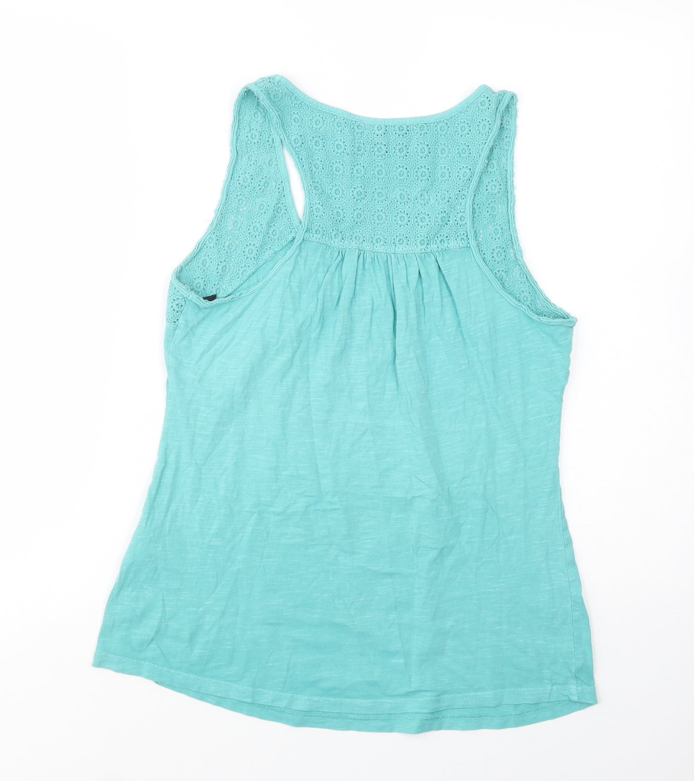 New Look Womens Green  Cotton Basic Tank Size 10 Scoop Neck