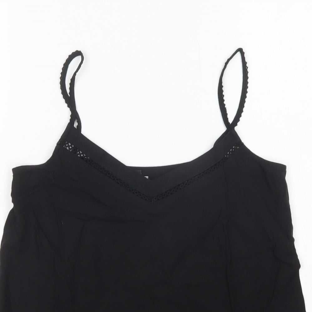 New Look Womens Black  Viscose Camisole Blouse Size 8 V-Neck