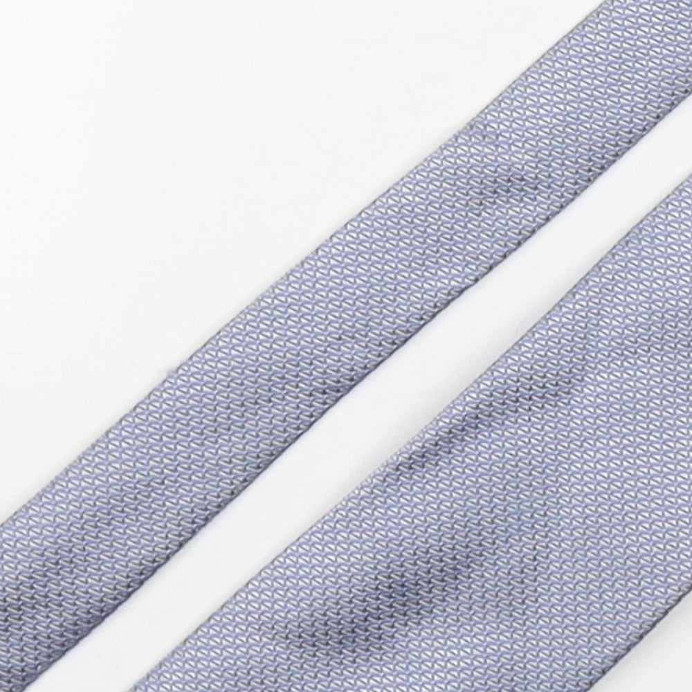Marks and Spencer Mens Blue Geometric Silk Pointed Tie One Size
