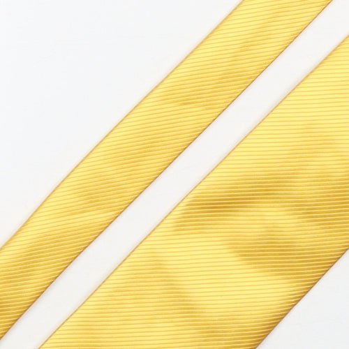 Peter English  Mens Gold Striped Polyester Pointed Tie One Size