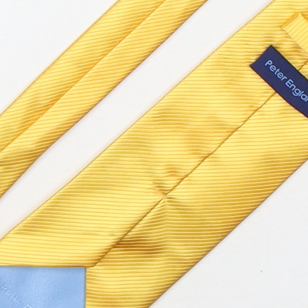 Peter English  Mens Gold Striped Polyester Pointed Tie One Size
