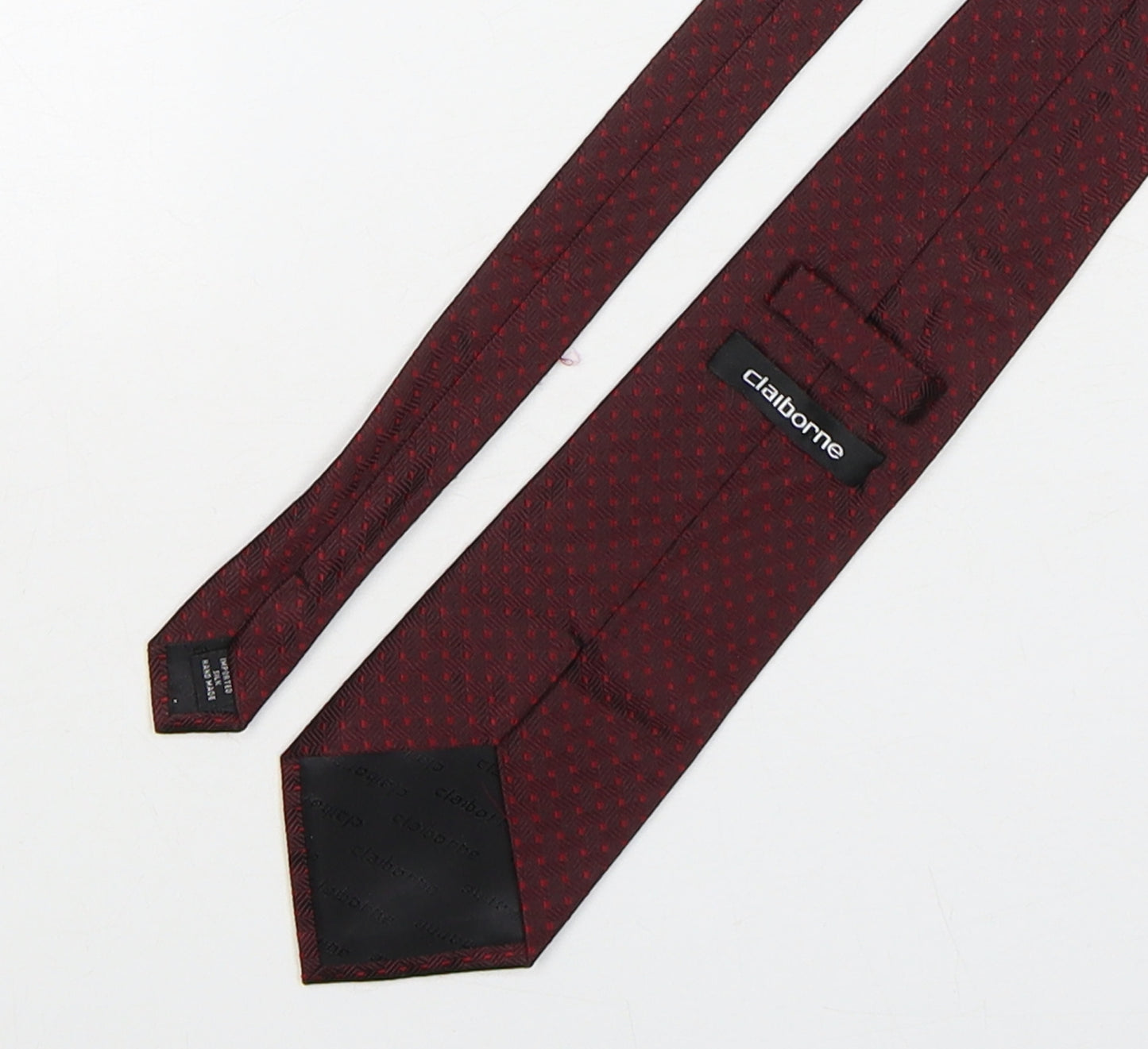 Cliborne Mens Red Geometric Silk Pointed Tie One Size