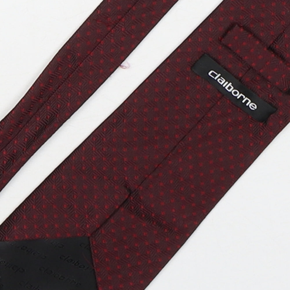 Cliborne Mens Red Geometric Silk Pointed Tie One Size