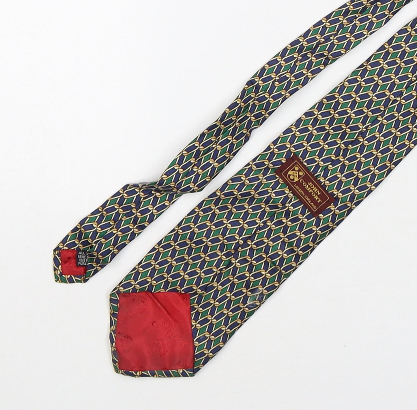 John Comfort Mens Multicoloured Geometric Silk Pointed Tie One Size