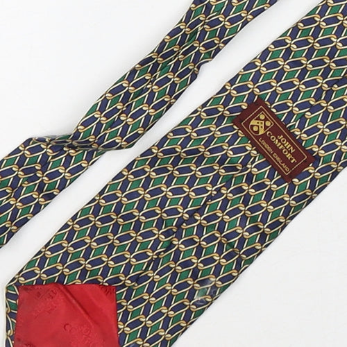 John Comfort Mens Multicoloured Geometric Silk Pointed Tie One Size