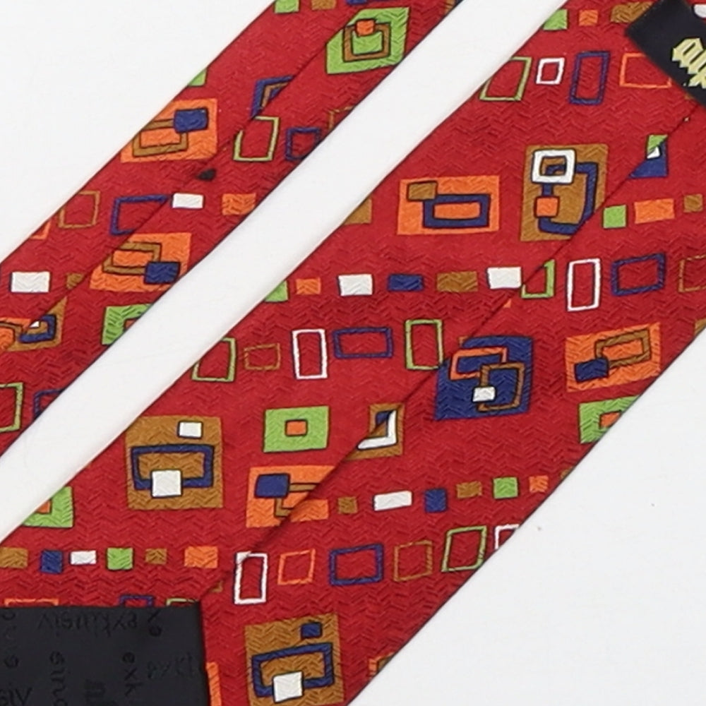 Alpi Mens Multicoloured Geometric Silk Pointed Tie One Size