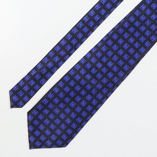 Rael Brook Mens Blue Geometric Polyester Pointed Tie One Size