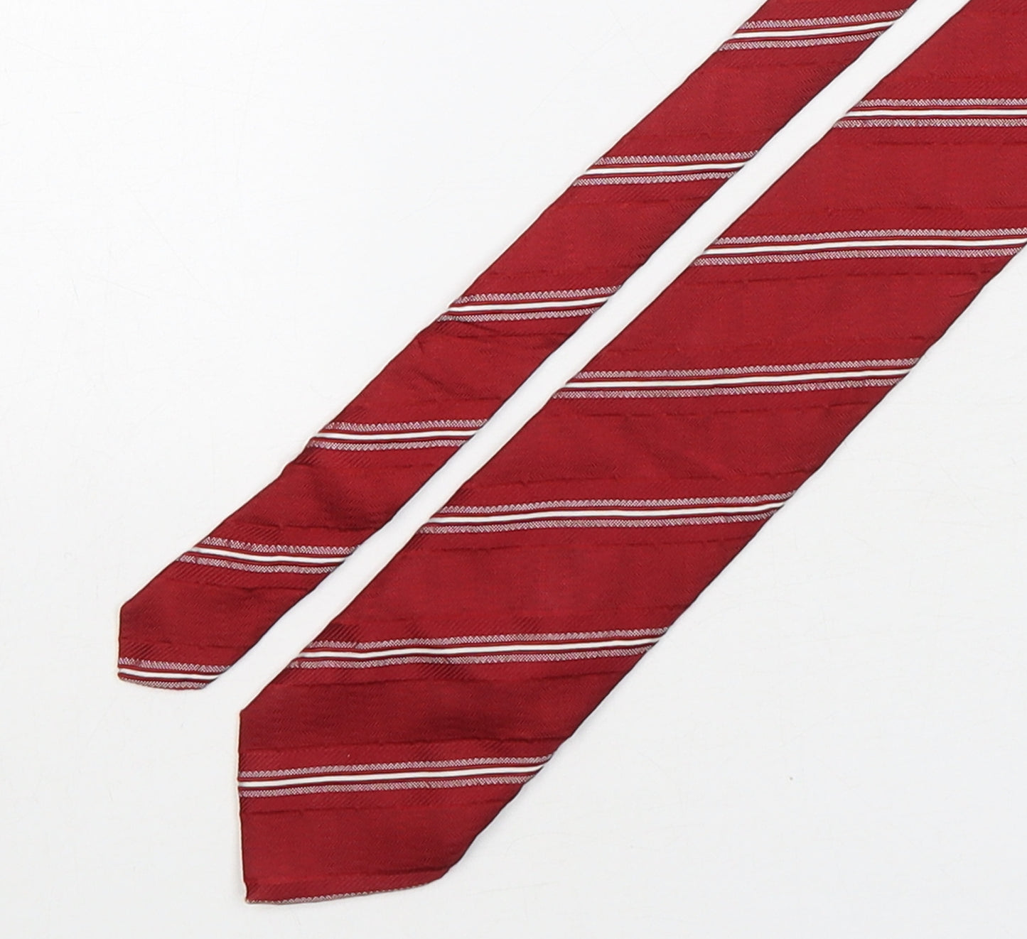 Profuomo Mens Red Striped Silk Pointed Tie One Size