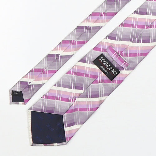 Soprano Mens Multicoloured Plaids & Checks Silk Pointed Tie One Size