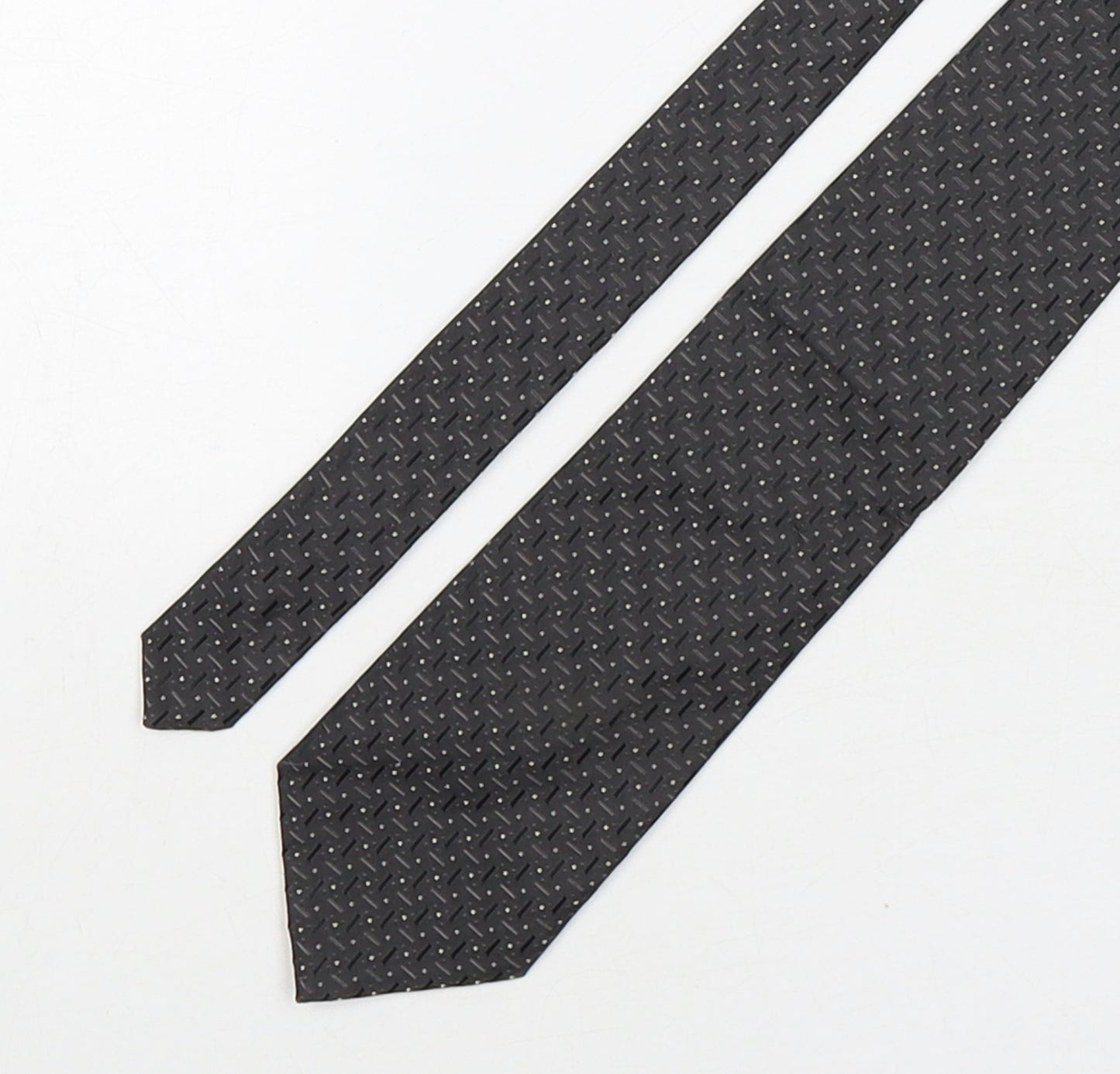 Marks and Spencer Mens Grey Geometric Silk Pointed Tie One Size