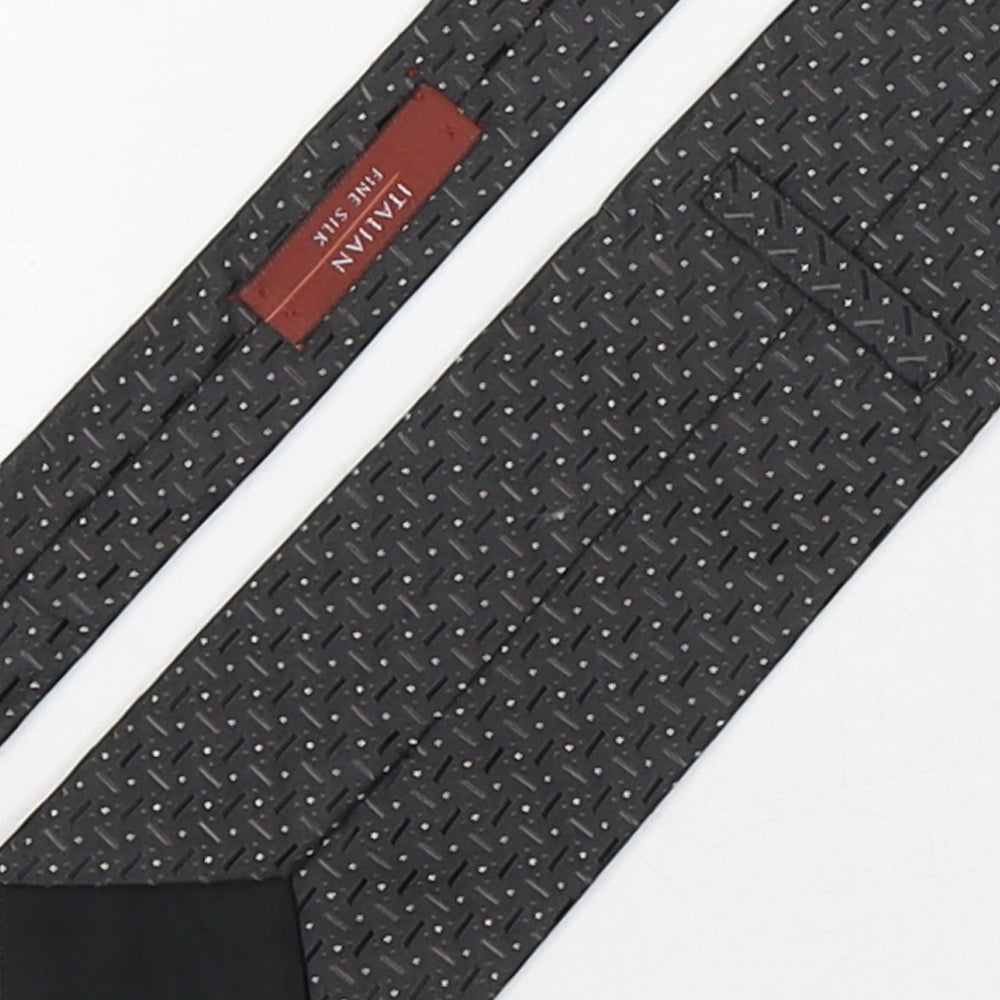 Marks and Spencer Mens Grey Geometric Silk Pointed Tie One Size