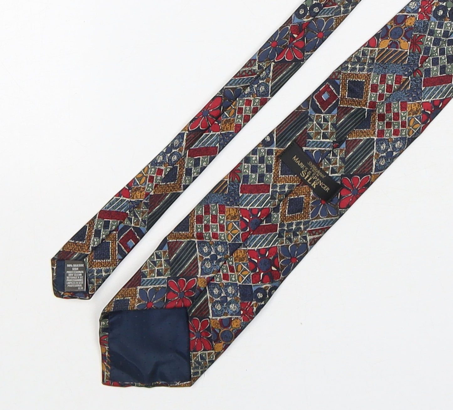 Marks and Spencer Mens Multicoloured Floral Silk Pointed Tie One Size