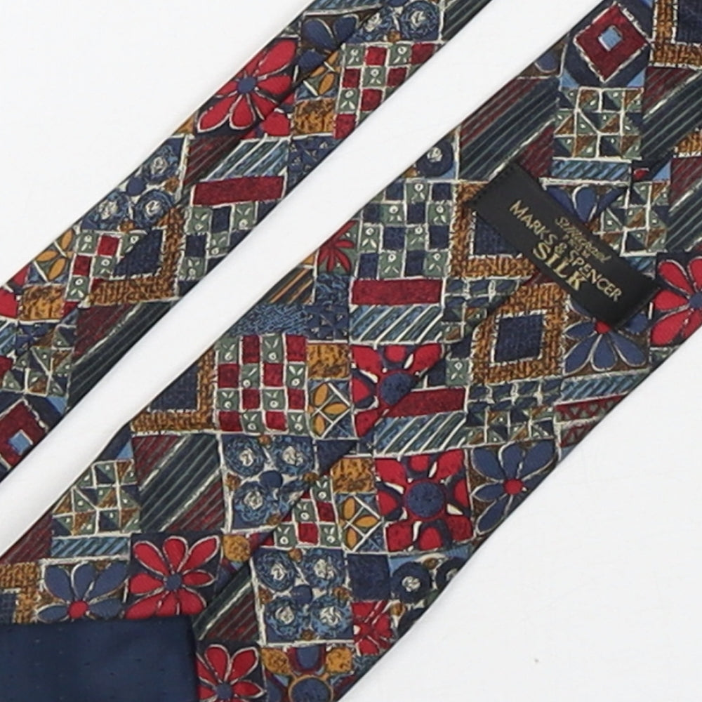 Marks and Spencer Mens Multicoloured Floral Silk Pointed Tie One Size