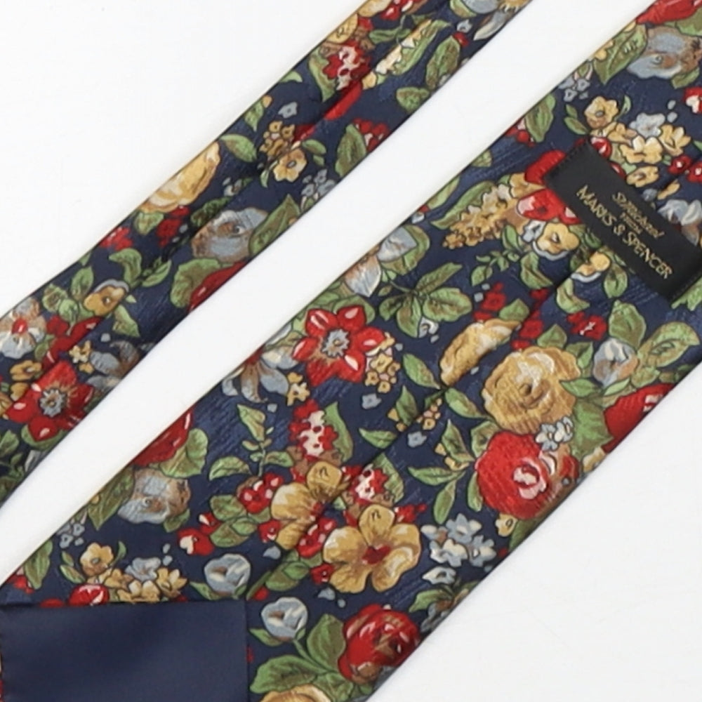 Marks and Spencer Mens Multicoloured Floral Polyester Pointed Tie One Size