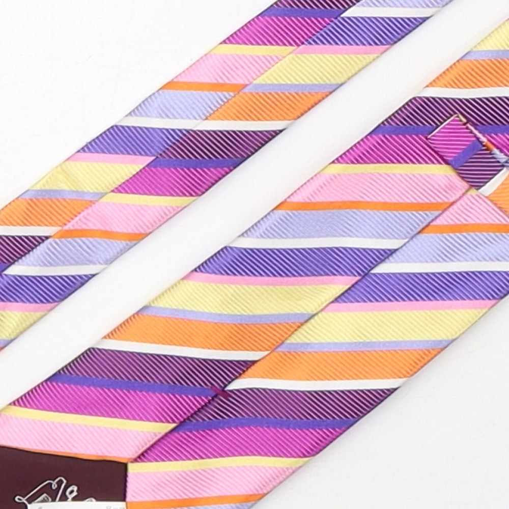 Marks and Spencer Mens Multicoloured Striped Silk Pointed Tie One Size