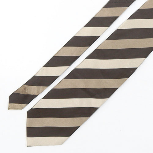 NEXT Mens Brown Striped Silk Pointed Tie One Size