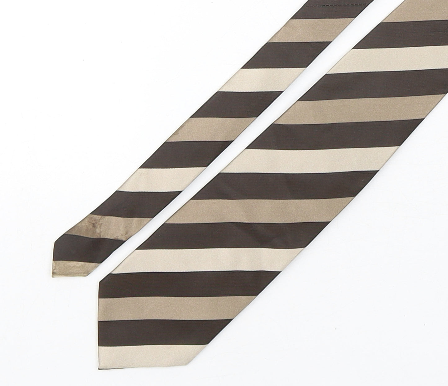 NEXT Mens Brown Striped Silk Pointed Tie One Size