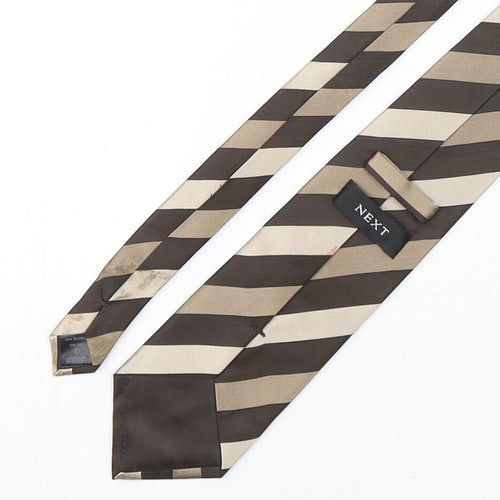 NEXT Mens Brown Striped Silk Pointed Tie One Size