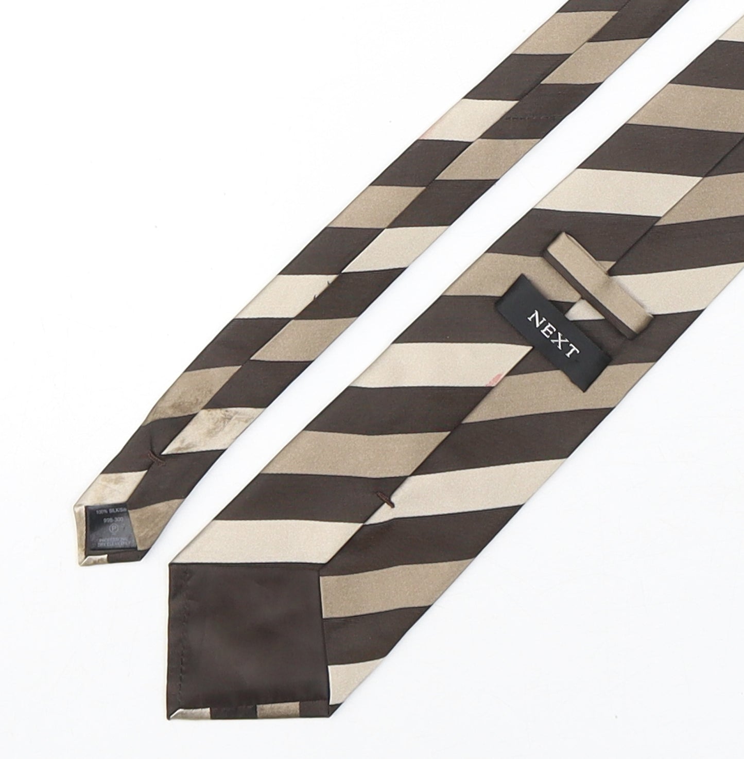 NEXT Mens Brown Striped Silk Pointed Tie One Size