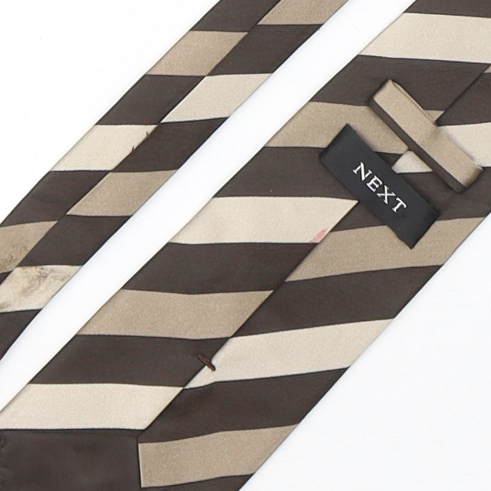 NEXT Mens Brown Striped Silk Pointed Tie One Size