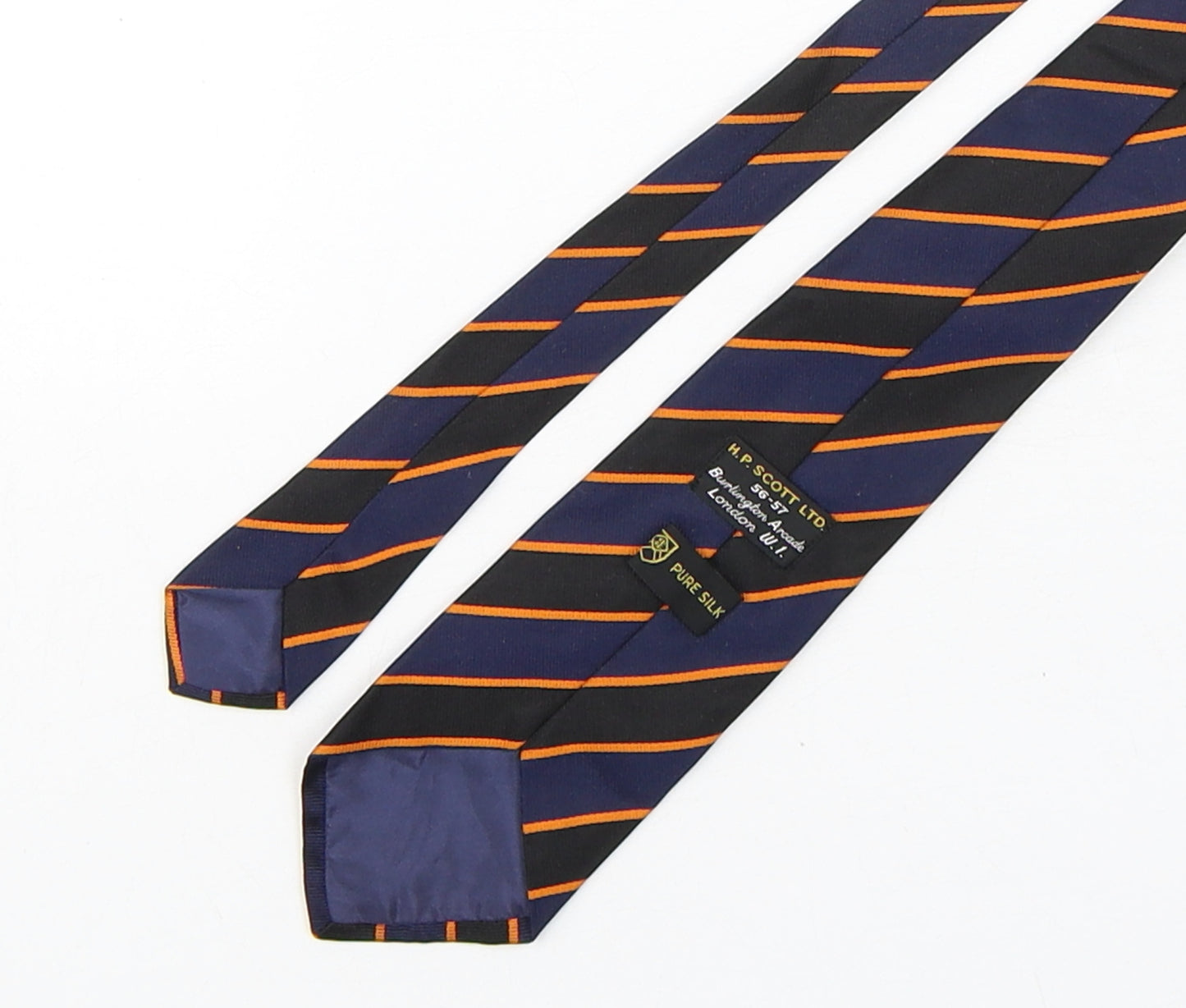 H.P. Scott Mens Multicoloured Striped Silk Pointed Tie One Size