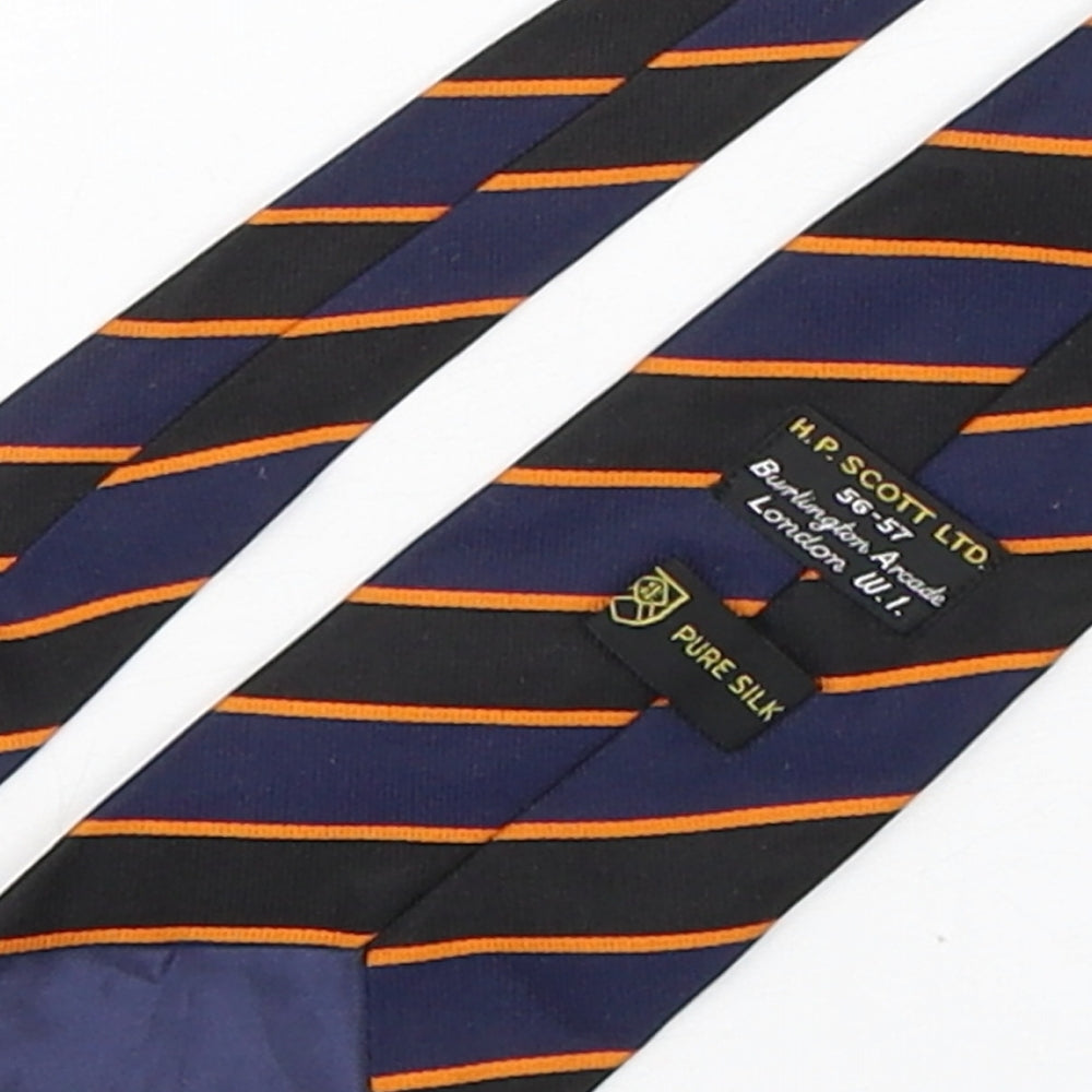 H.P. Scott Mens Multicoloured Striped Silk Pointed Tie One Size